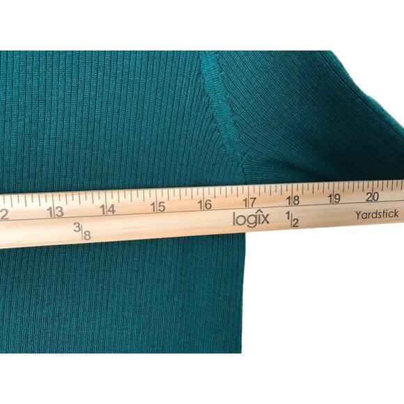 J Jill Cardigan Size XS Green Silk Blend Long Sleeve Long Line Ribbed Duster - Picture 10 of 11